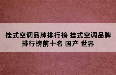 挂式空调品牌排行榜 挂式空调品牌排行榜前十名 国产 世界